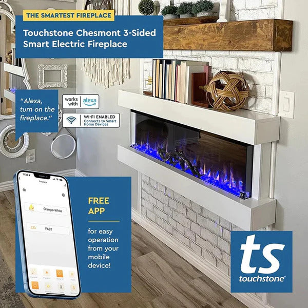 Touchstone Home Products - Chesmont 50" Wall Mount 3-Sided Smart Electric Fireplace