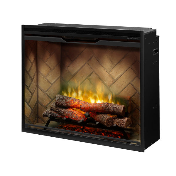 Dimplex Revillusion 36 Portrait Built-In Firebox Herringbone with Front Glass and Plug Kit_side_view