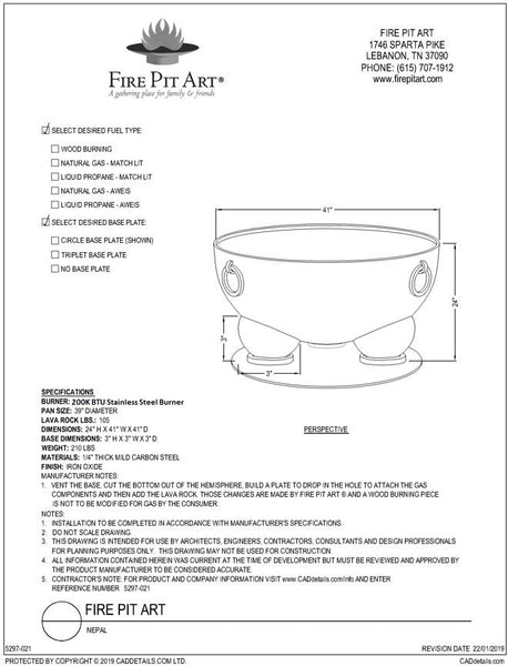 Fire Pit Art Nepal Fire Pit_CAD_Drawing__Specs