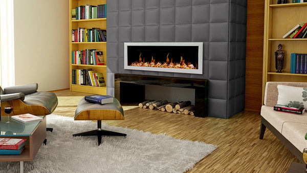 Litedeer Gloria II 48" Seamless Push-in Electric Fireplace with Acrylic Crushed Ice Rocks (White)-Lifestyle Living Room