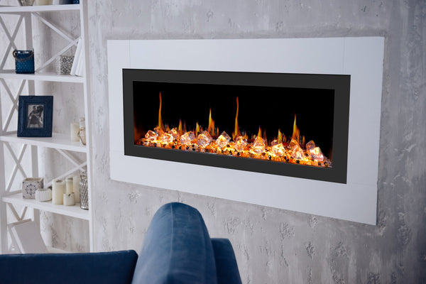 Litedeer Latitude II 48" Seamless Push-in Electric Fireplace + Acrylic Crushed Ice Rocks)-Lifestyle Living Room