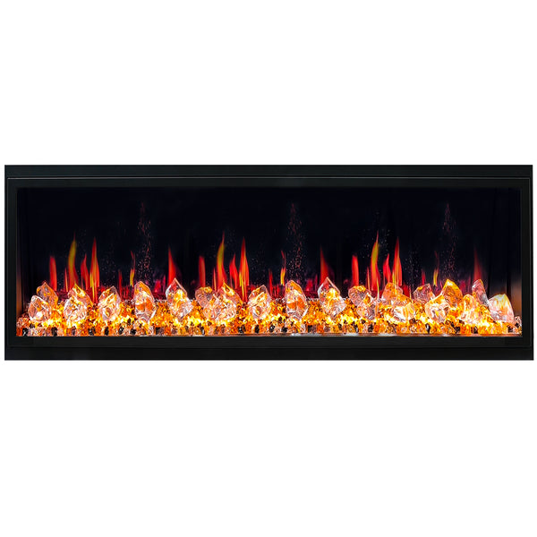 Litedeer Latitude II 58" Seamless Push-in Electric Fireplace + Acrylic Crushed Ice Rocks- Blaze Midsummer