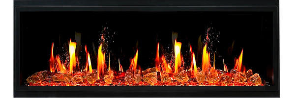 Litedeer Latitude II 58" Seamless Push-in Electric Fireplace + Reflective Fire Glass (Luster Copper)-Main View