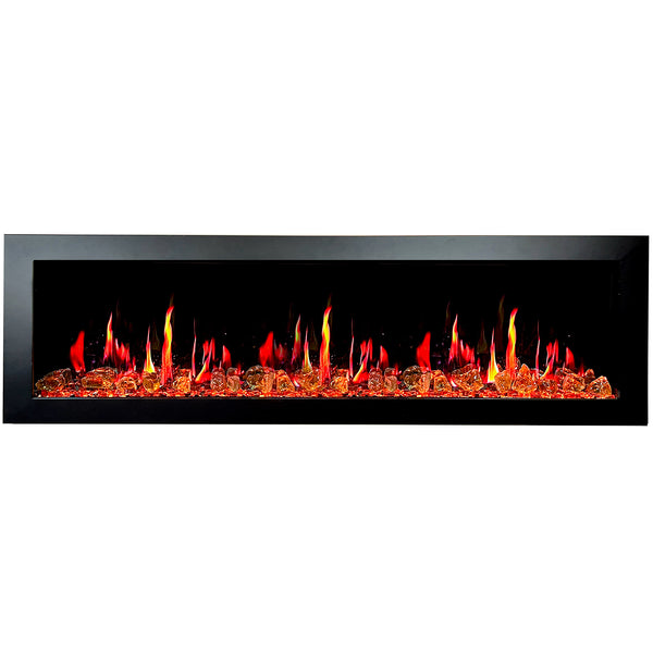 Litedeer Latitude II 68" Seamless Push-in Electric Fireplace + Reflective Fire Glass (Luster Copper)-Main View