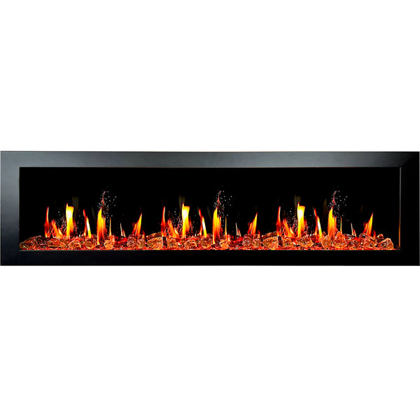 Litedeer Latitude II 78" Seamless Push-in Electric Fireplace + Reflective Fire Glass (Luster Copper)-Main View