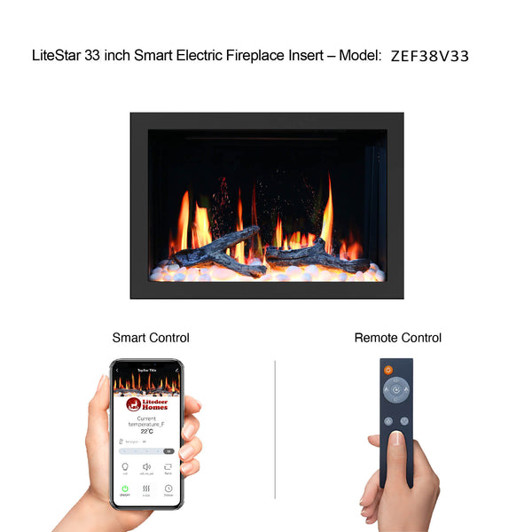 Litedeer LiteStar 33 inch Smart Electric Fireplace Inserts-Control
