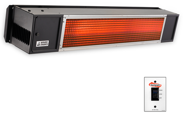 Sunpak Two Stage Infrared Patio Heater Hardwired Electric Ignition -S34 TSH Black- Left Angle
