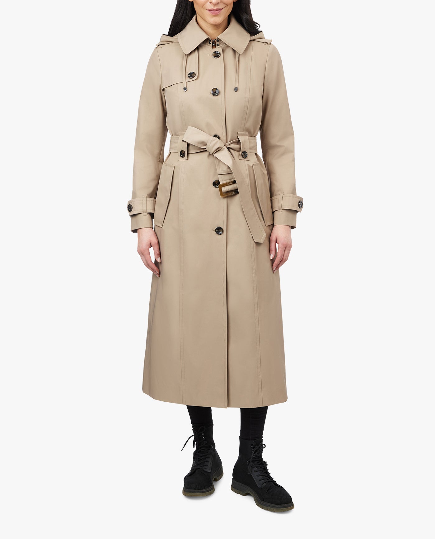 SINGLE BREASTED HOODED MAXI TRENCH WITH BELT - London Fog product image