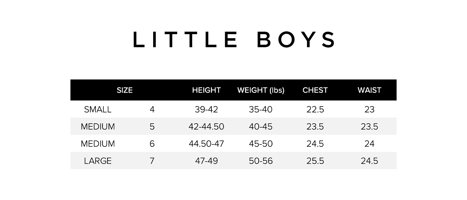 Little Boys Size Chart