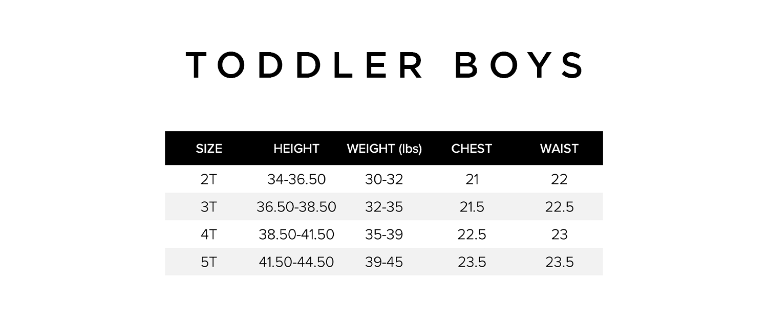 Toddler Boys Size Chart