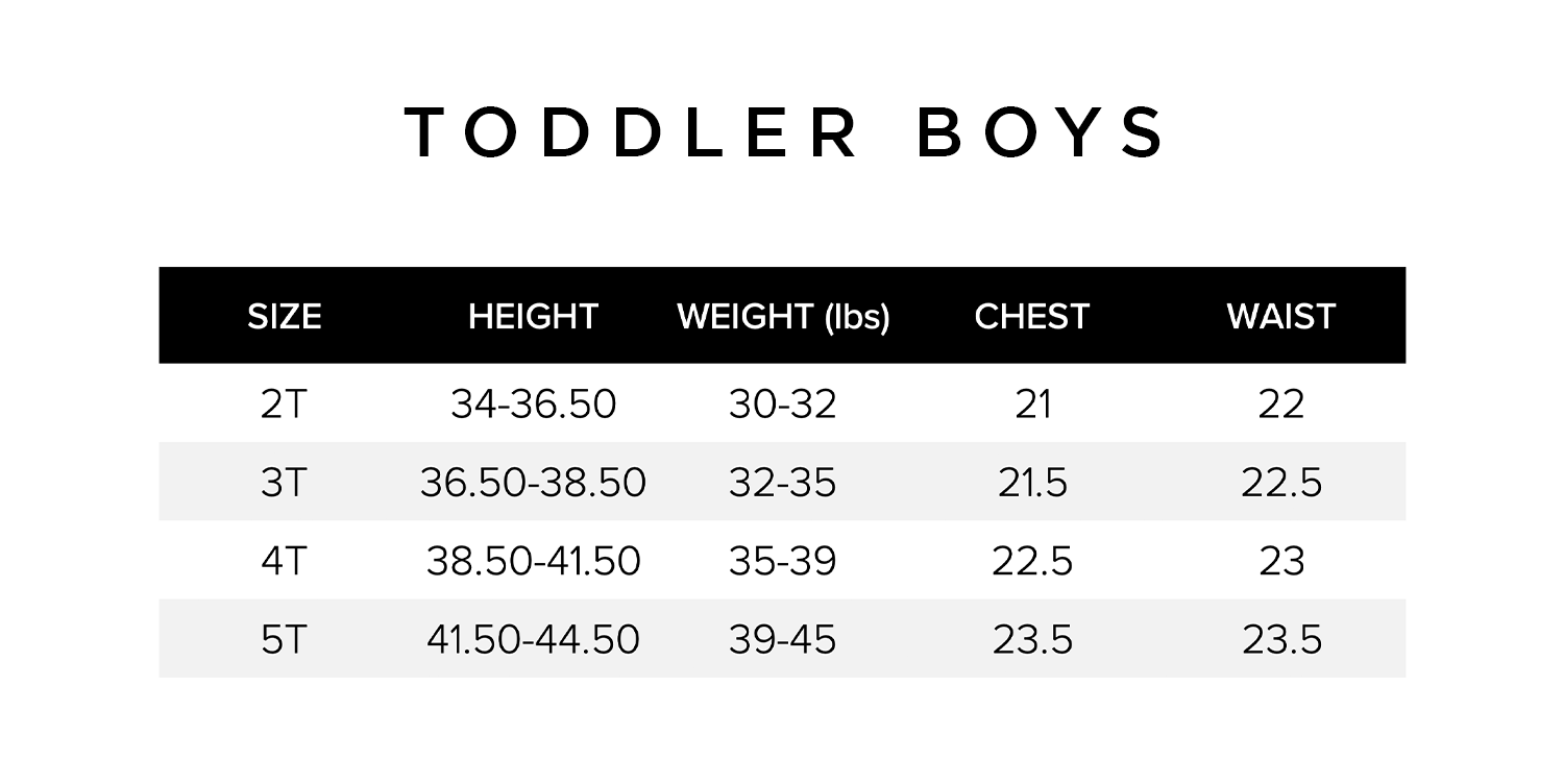 Toddler Boys Size Chart