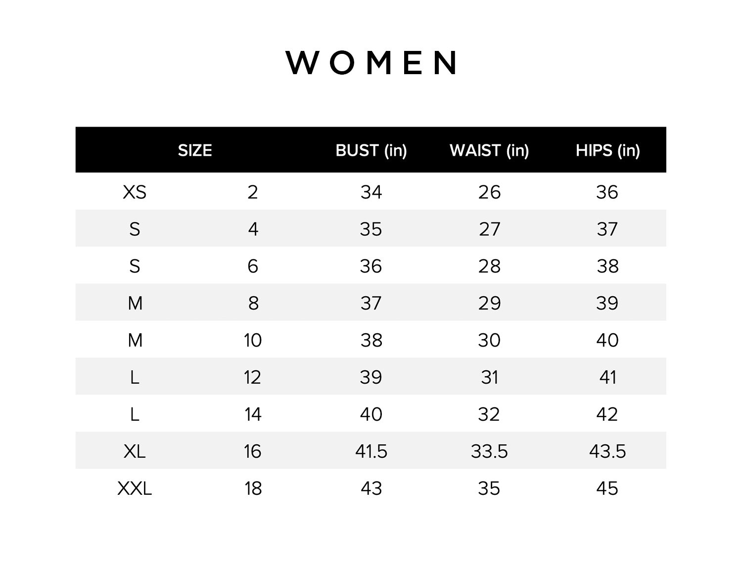 Women's Size Chart