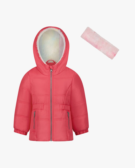 Baby Girls Zip-Front Color Block Jacket and Overall Snow Pant