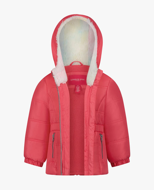 Baby Girls Zip-Front Color Block Jacket and Overall Snow Pant