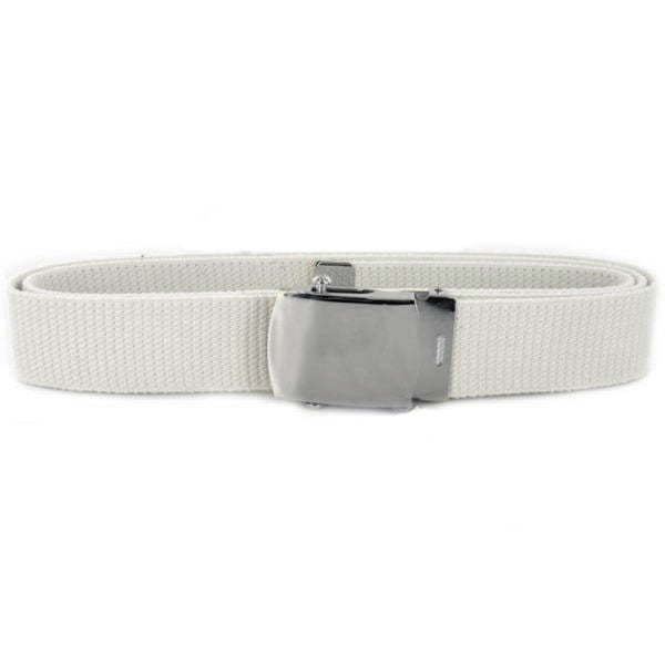 USN Male White Cotton Belt with Silver Mirror Buckle and Tip – Vanguard ...