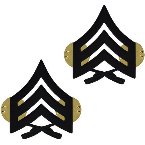 USMC Black Metal Solid Brass Sergeant Chevron – Vanguard