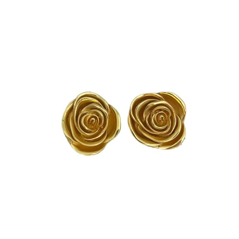 Image of Retro Gold Rose Earrings