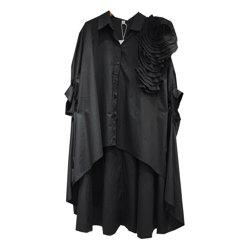 Image of Solid Bat Sleeve Front Short Blouse