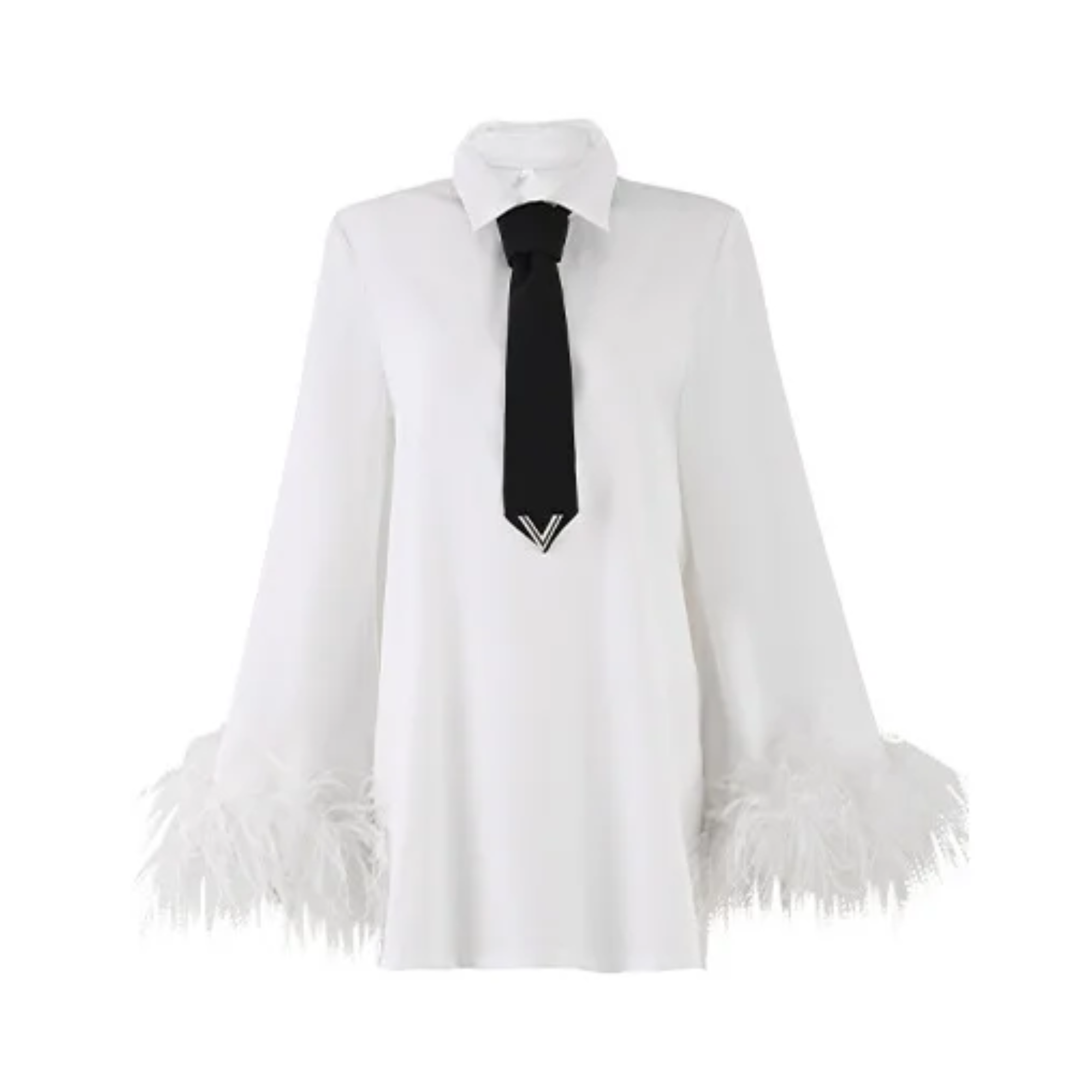 Image of White Feather Sleeve Pullover Top