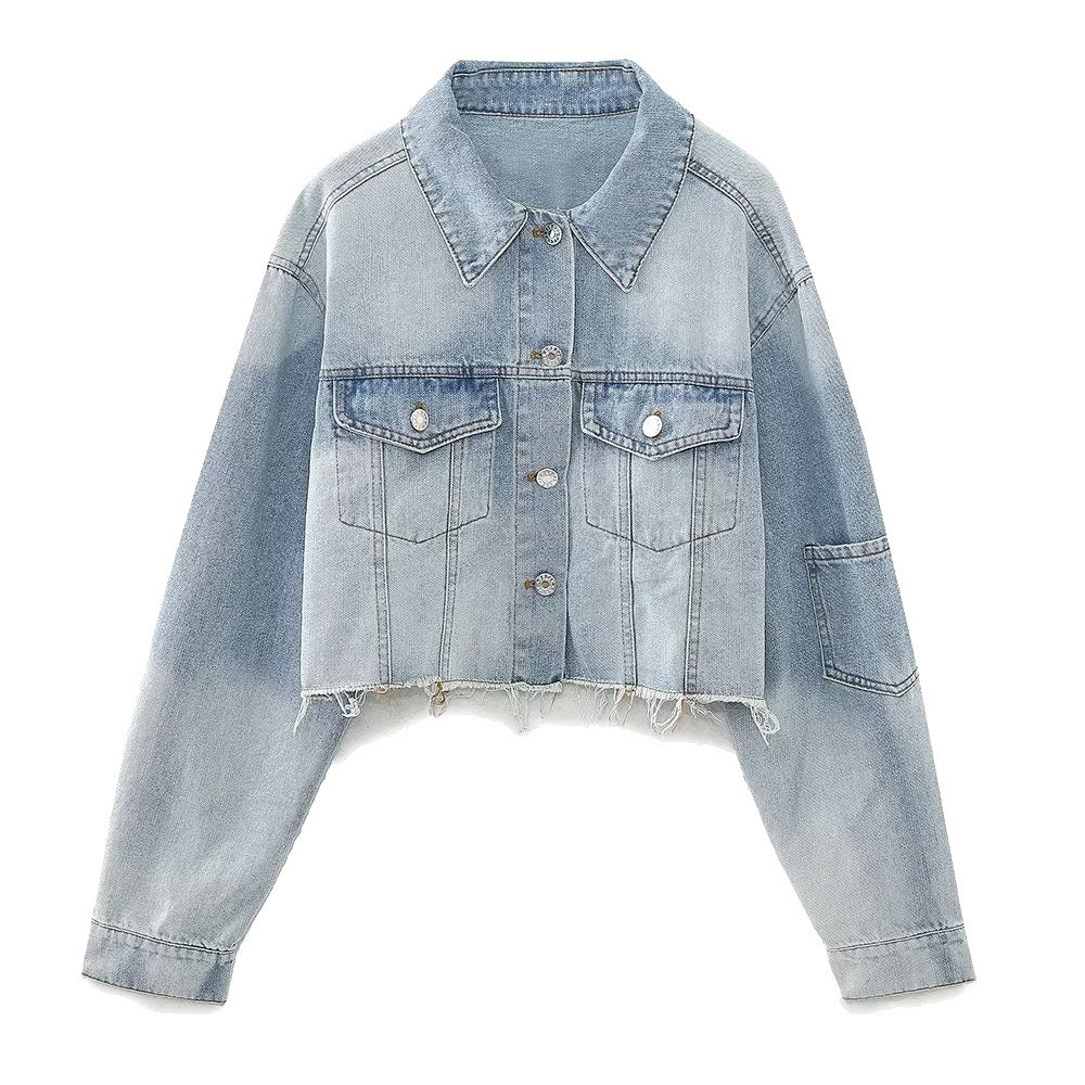 YAGUMO Jacket for Men, Spring And Autumn Denim Jacket Men's Loose Ragged  Sewn Jacket Style Unisex Denim Jacket (Color : Blue, Size : XL): Buy Online  at Best Price in UAE - Amazon.ae