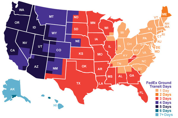 Standard FedEx Ground transit times from Columbus Ohio