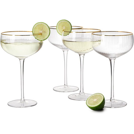 The Wine Savant - Ripple Ribbed Champagne Coupe - Set of 4