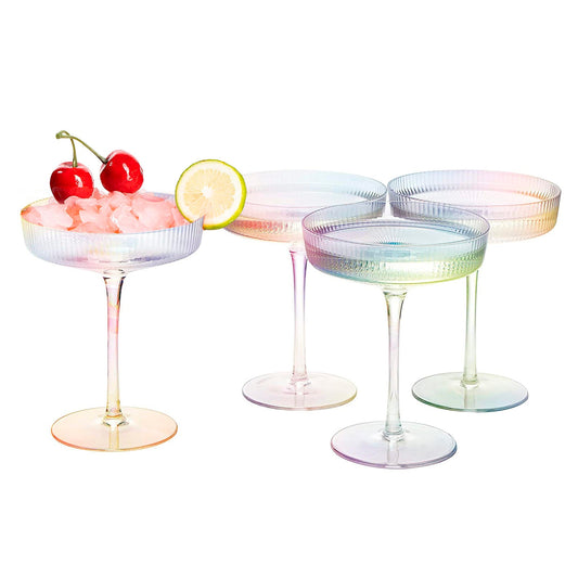 Polka Dot Champagne Coupe Glasses Set of 2 12 oz by The Wine