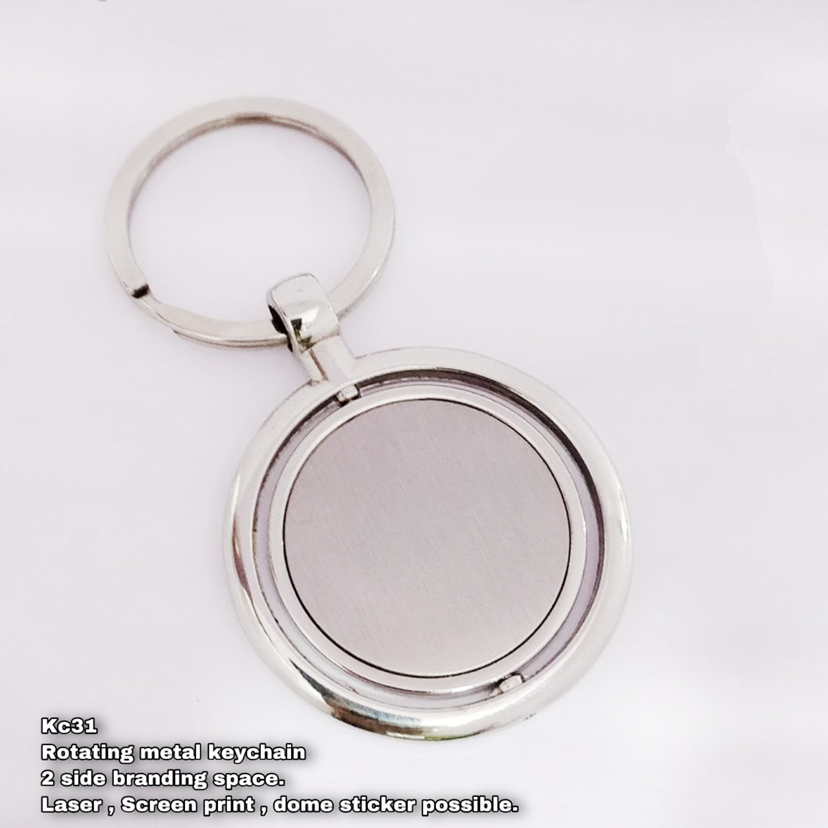 Personalized Both Sides Engraved Rotating Steel Finish Metal Keychain - For Employee, Client, Dealer, or Corporate Gifting, Events Promotional Freebie JKC12