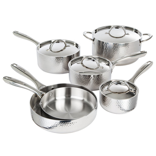 Copper Tri-Ply 13Pc Cookware Set, Polished, Hammered