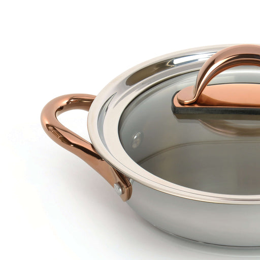 Ouro Gold 9.5 Covered Deep Skillet with Lid and Two Side Handles/Metal  Lids - Bed Bath & Beyond - 35255120