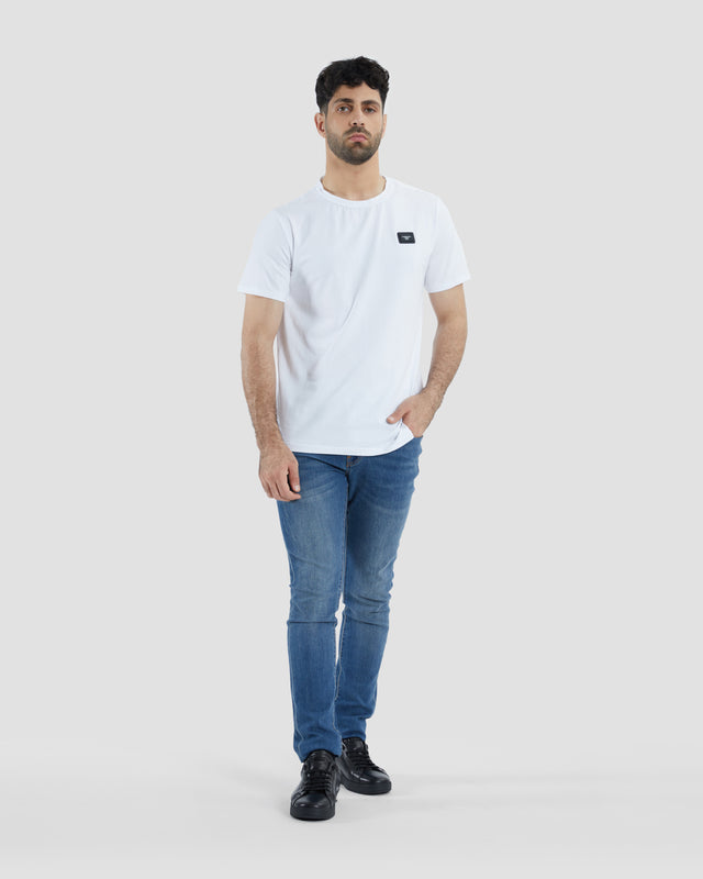 Picture of Uneven Structured Brand Patched T-Shirt