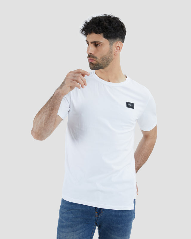 Picture of Uneven Structured Brand Patched T-Shirt