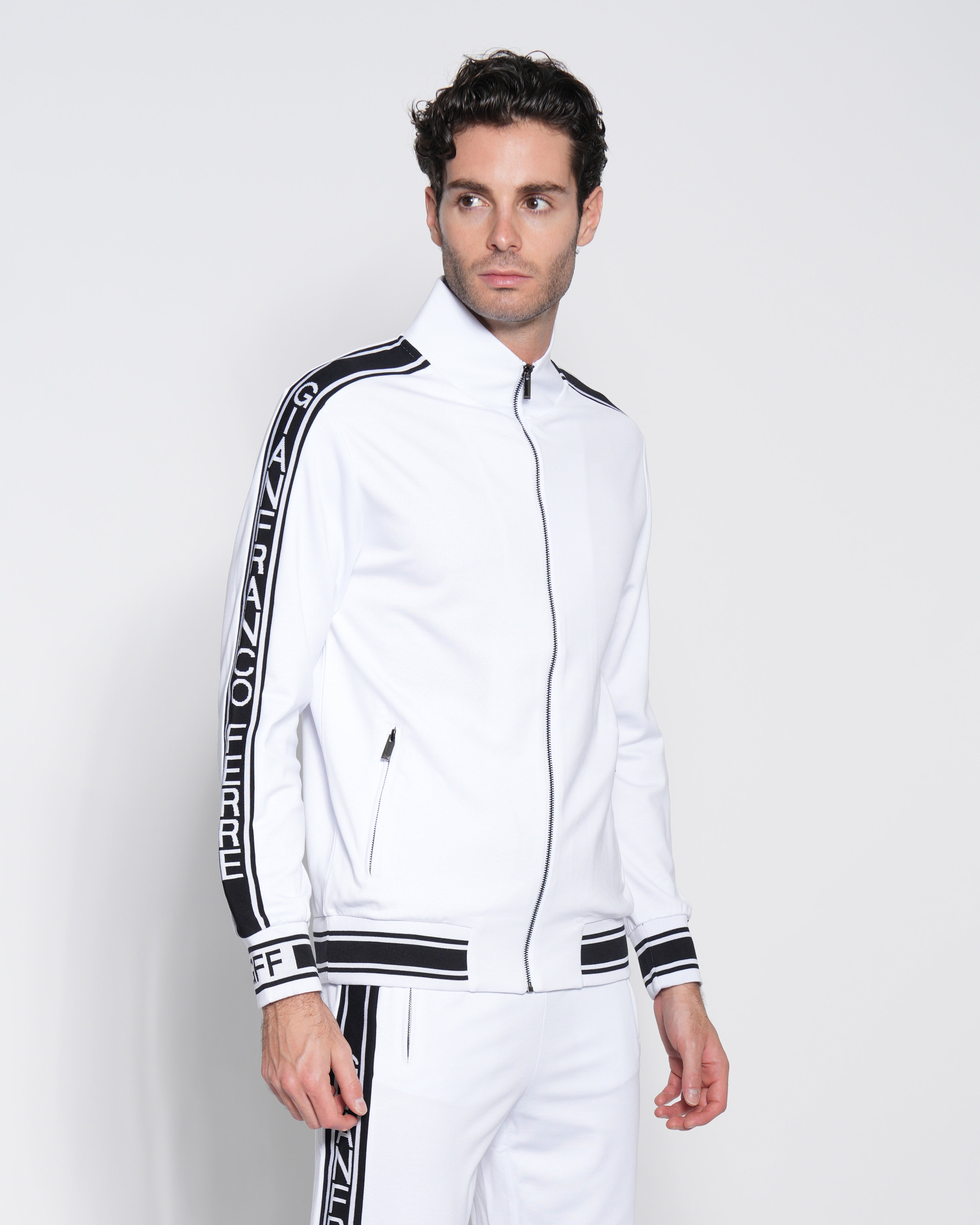 Interlock-cotton tracksuit with contrast branding