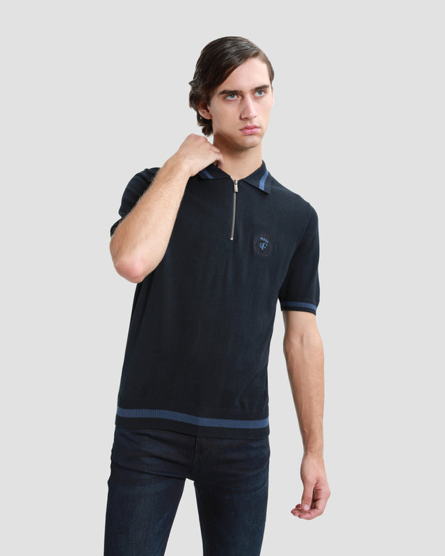 Picture of Half Zip Knitted Polo Shirt