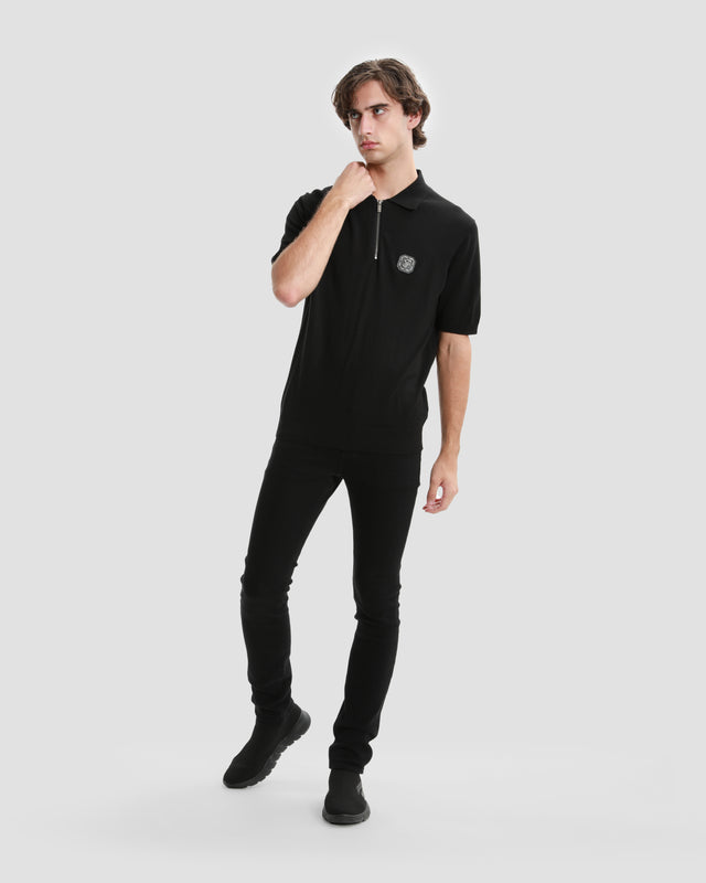 Picture of Brand Monogram Half Zip Knit Polo Shirt