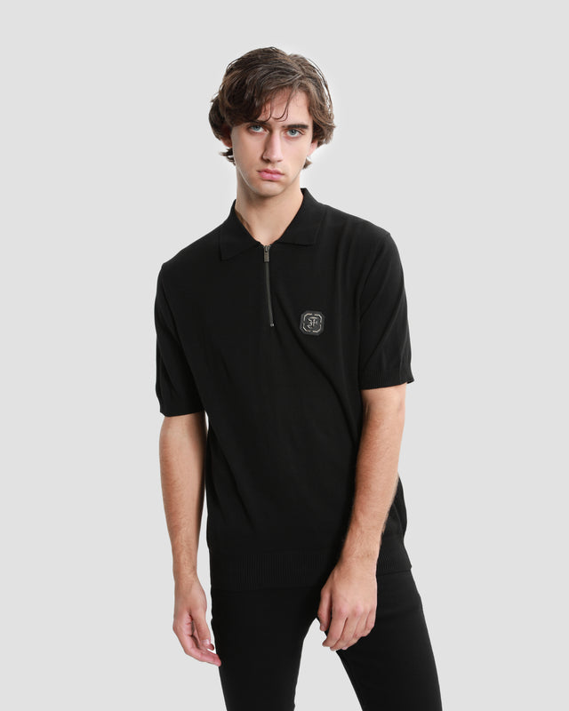 Picture of Brand Monogram Half Zip Knit Polo Shirt
