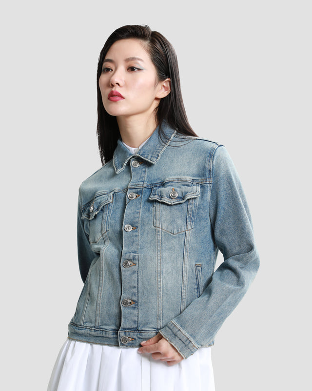 Picture of Multicolor Embroidered Logo Denim Jacket