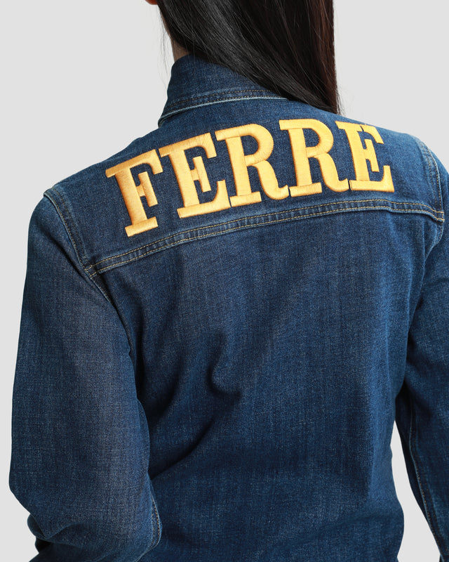 Picture of Ferré Embroidered Denim Shirt Dress