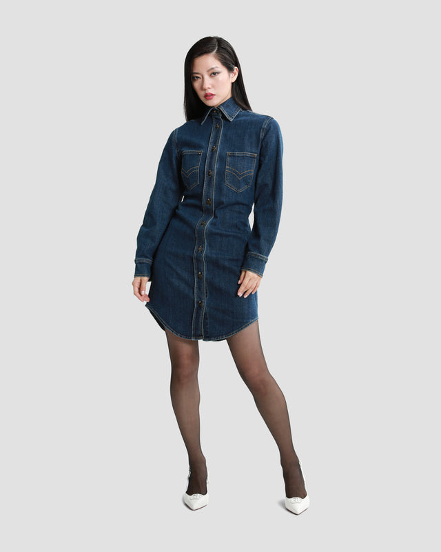 Picture of Ferré Embroidered Denim Shirt Dress