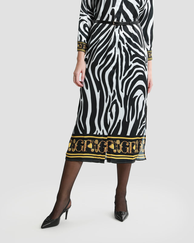 Picture of Baroque Trim Animal Print Midi Dress