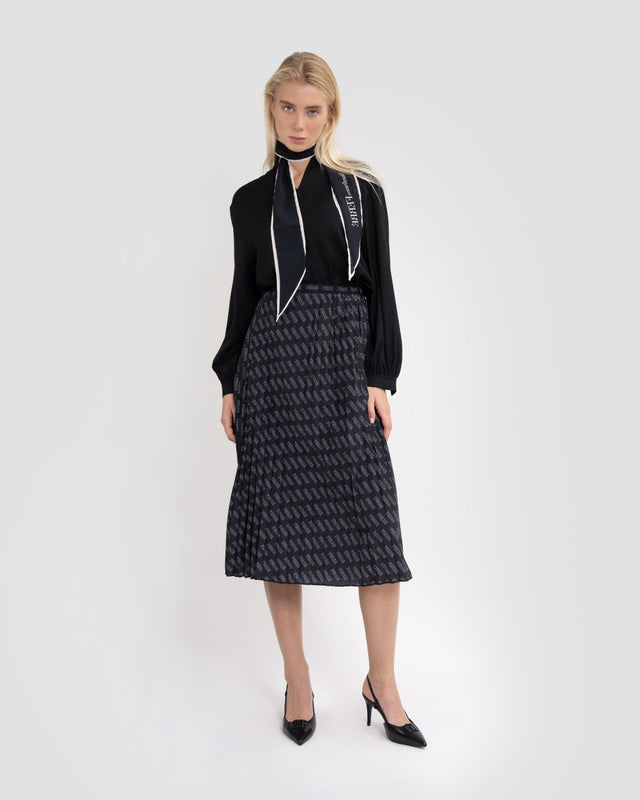 Picture of Ferré Pattern Pleated Midi Skirt