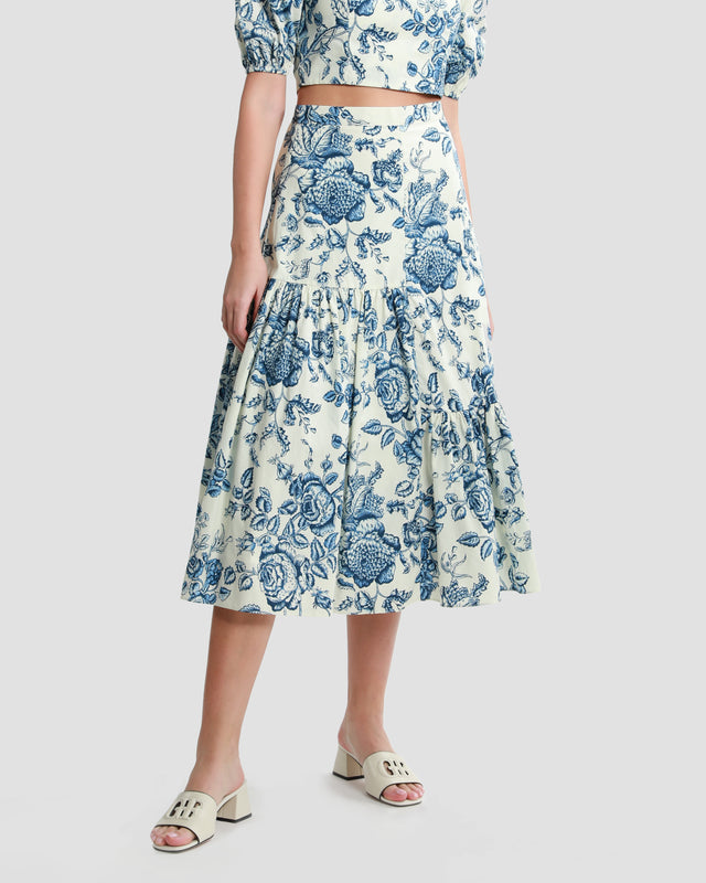 Picture of Floral-Print Tiered Midi Skirt