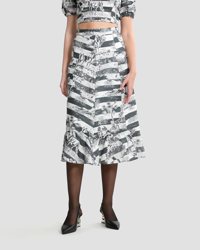 Picture of Toile Printed Midi Skirt