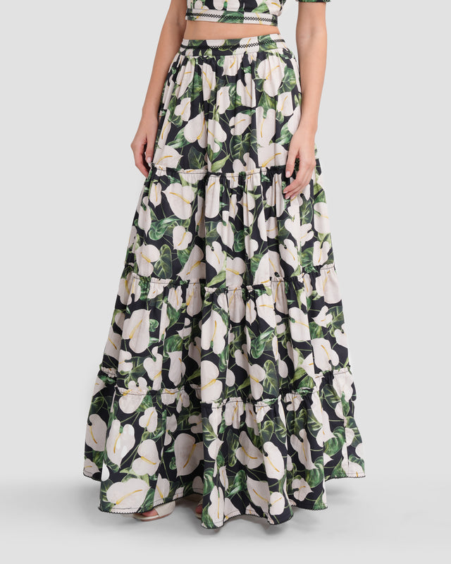 Picture of Floral-Tiered Maxi Skirt