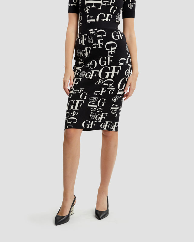 Picture of Monochrome Monogram Pencil Skirt