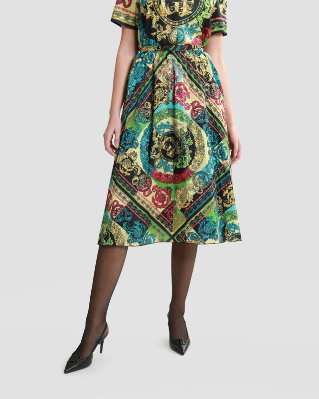 Picture of Ornate Color-Block Pleated Skirt