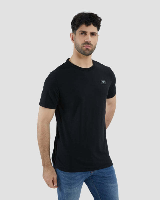 Picture of Uneven Structured Brand Patched T-Shirt