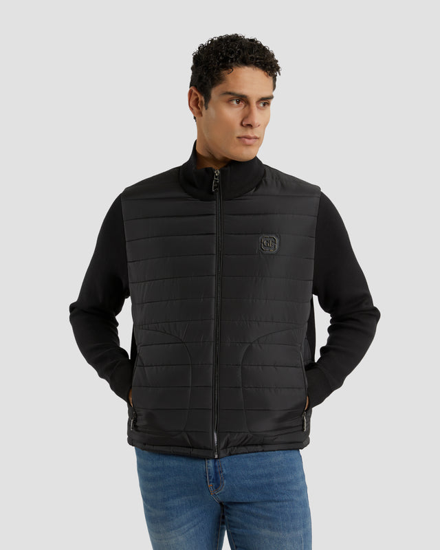 Picture of Brand Patched Back Quilted and Knit Jacket