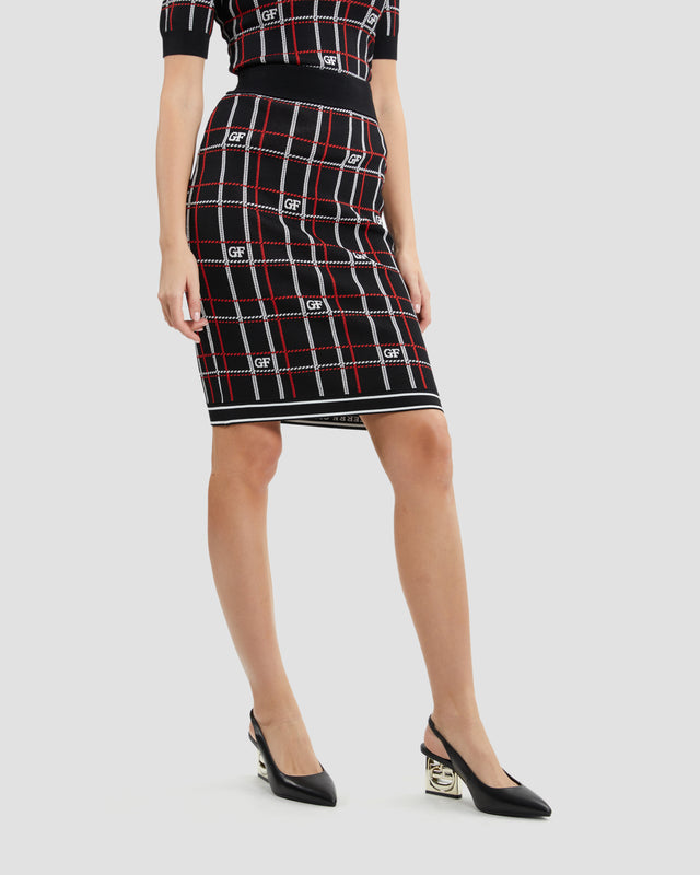 Picture of Logo Plaid Pencil Skirt