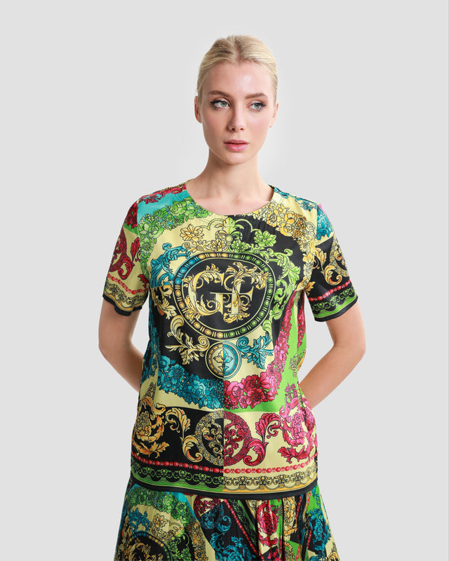 Picture of Ornate Color Block Print Top